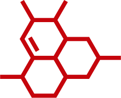 Red icon of chemistry molecules