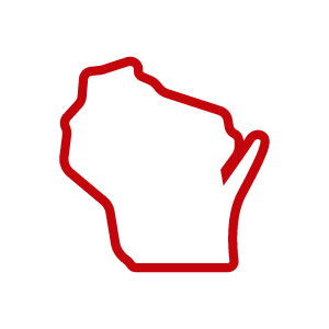 Red icon of the state of Wisconsin